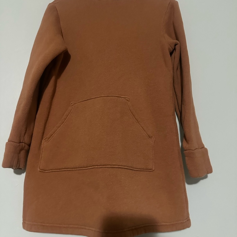 Brown Long Sleeve Dress with Pocket